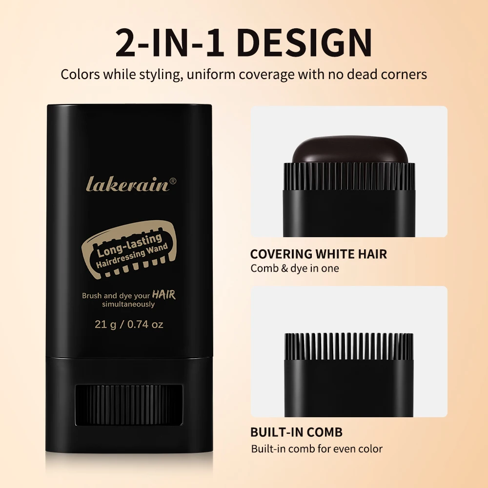 Lakerain Hair Coloring Brush Built-in Comb Covers Gray Hair Non-Fading Easy Coloring Rotating Hair Dyeing Tool