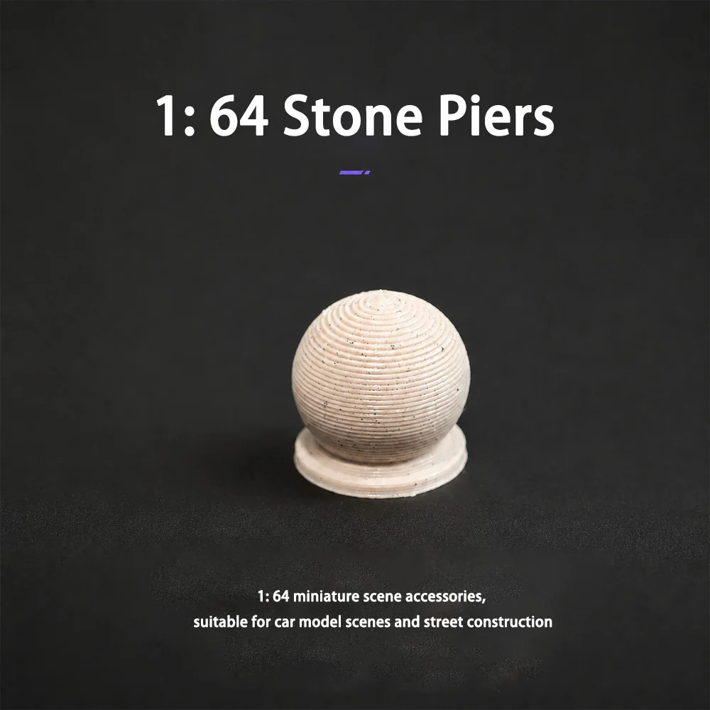1:64Scale Round Stone Pier Barrier 3DPrinted Desktop Collection Street Scene Miniature Desktop Decoration Landscape Ornament