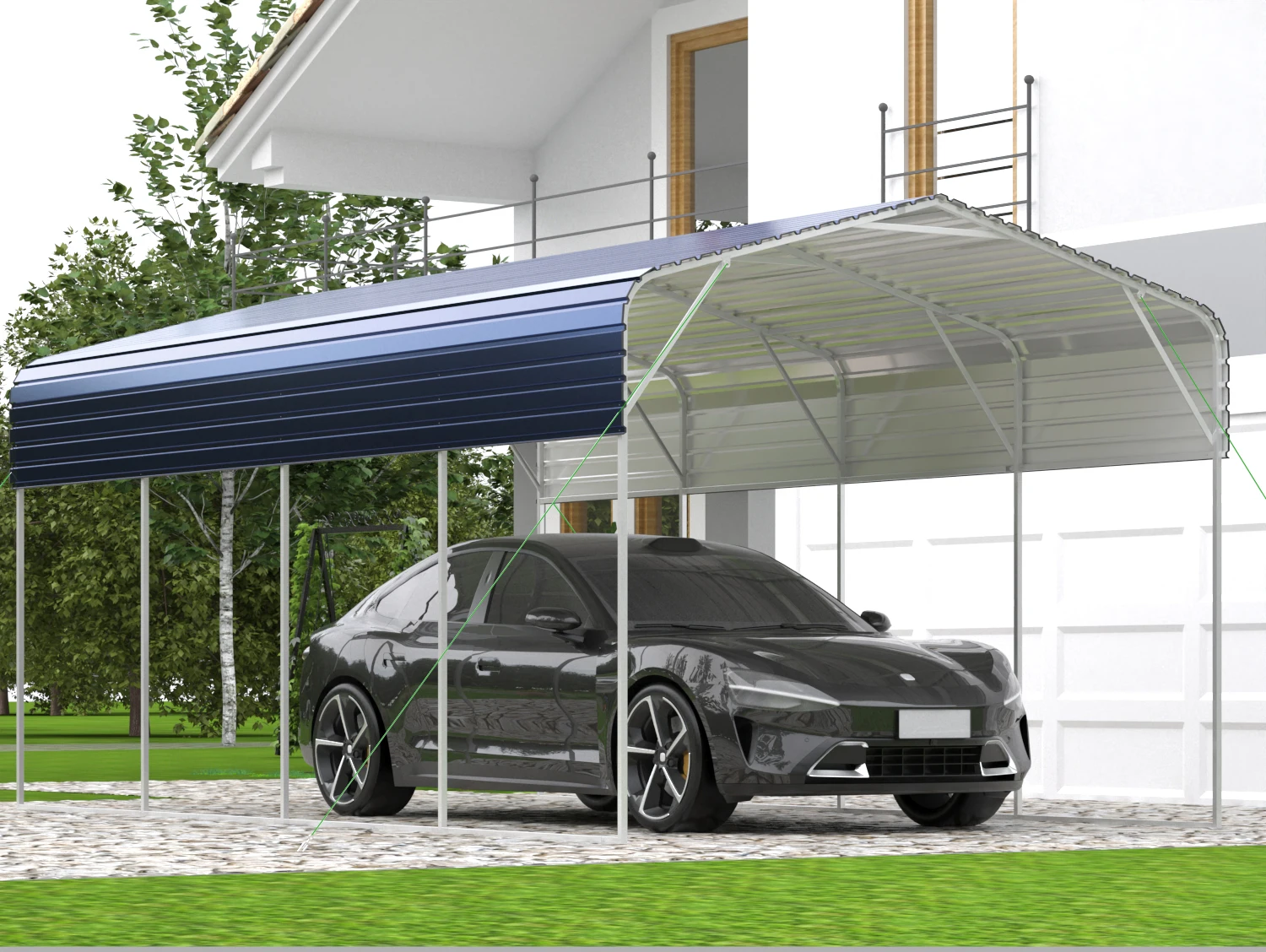 Hot Sale Waterproof Durable High Quality Outdoor Iron Frame Arch Roof Easily Assembled Portable Car Parking Garages & Carports