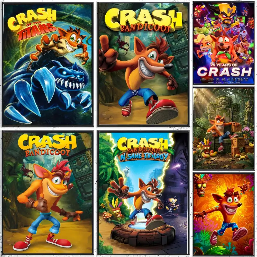 Retro Platformer Game C-Crash Bandicoot Poster Modern Indoor Wall Decor & Aesthetic Home Space Design