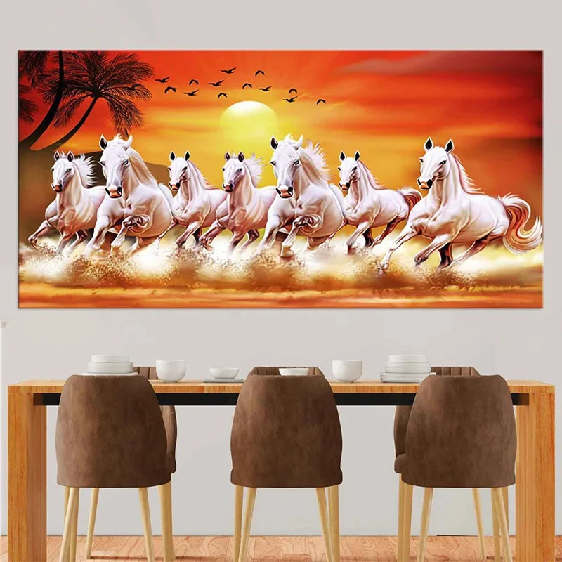 Sunrise Large Diy 5D Diamond Painting Cross Stitch Sea Waves Running Horse Animal New Collection Mosaic Diamond Embroidery A790