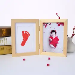 Recém-nascido Tinta Vermelha e Preta Mão e Pé Selos, Lua Cheia Centenário Presente de Aniversário, Duas Cores Picture Frame, DIY Baby Growth Lembrança