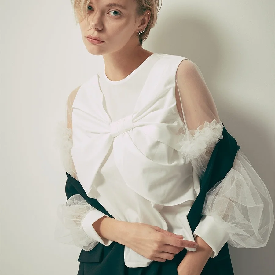 

Faionable White irt Women's Heavy Work Patchwork Office Lady Sle Spring Autumn Winter Casual Wear School Travel Street ...