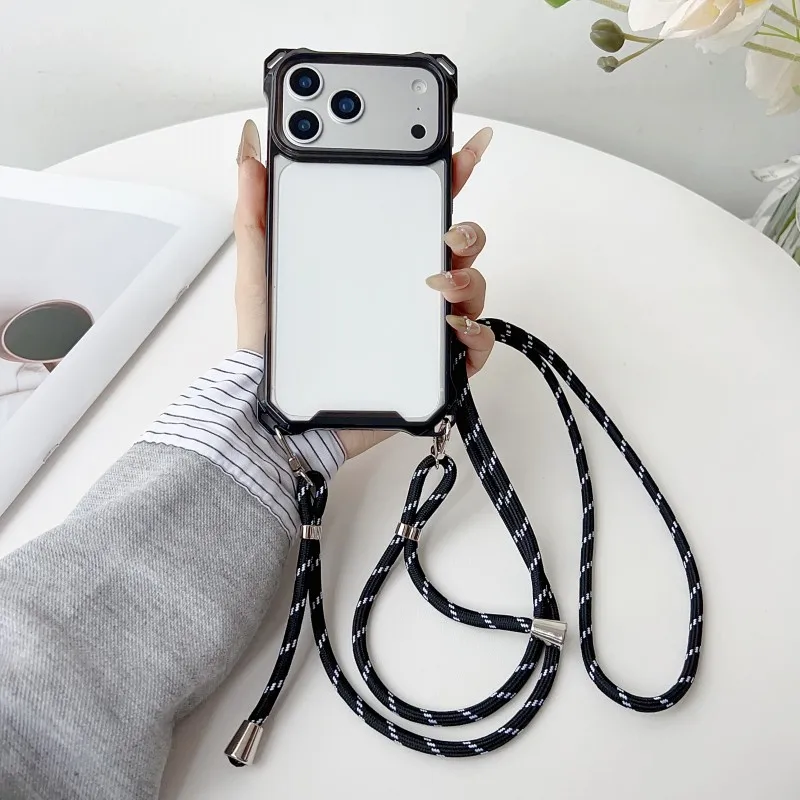 S26 Ultra Hülle, stoßfest, für Samsung Galaxy S25 FE S23 S24 Plus, Umhängetasche, Lanyard-Kordel, vier Ecken, transparente Kunststoff-Gurtabdeckung – Detail 13