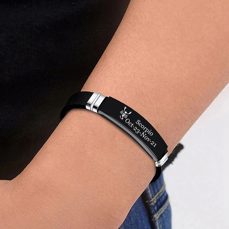 12 Constellation Zodiac Sign Bracelet Men Stainless Steel Scorpio Libra Adjustable Bracelets Bangles For Women