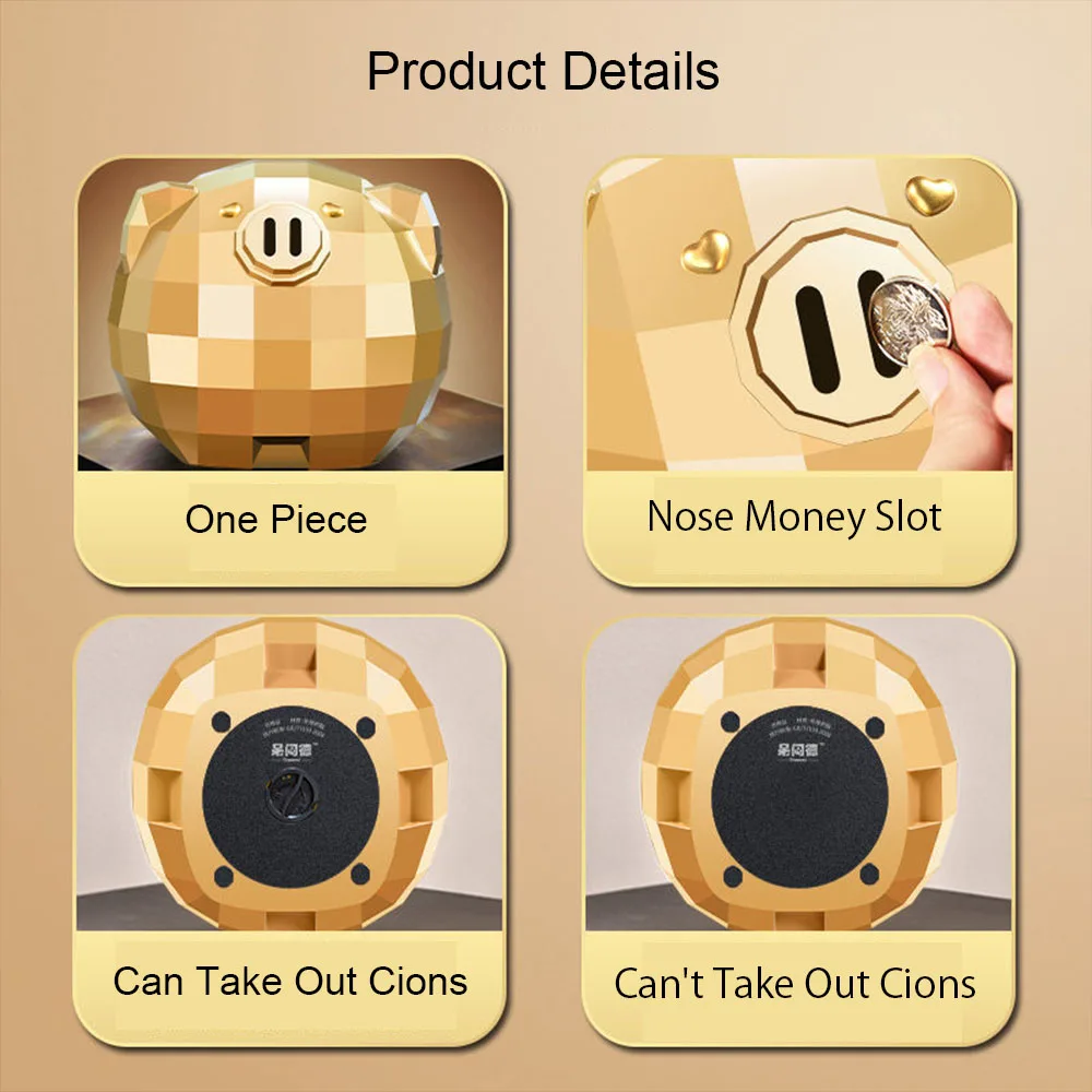 Safe Box Large Capacity Geometric Pig Hidden Safe Money Cash Storage Tank Adult Children Piggy Bank Household Saving Bank Box