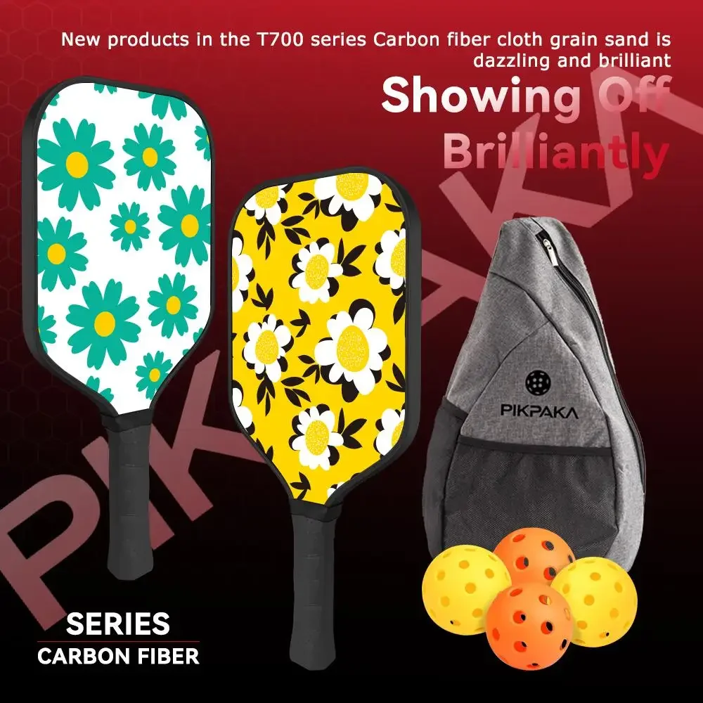 

Pickleball Paddle T700 Carbon Fiber Paddle Set Thermoformed 16MM Honeycomb Core with Bag and Grip Tape Spring Summer Floral