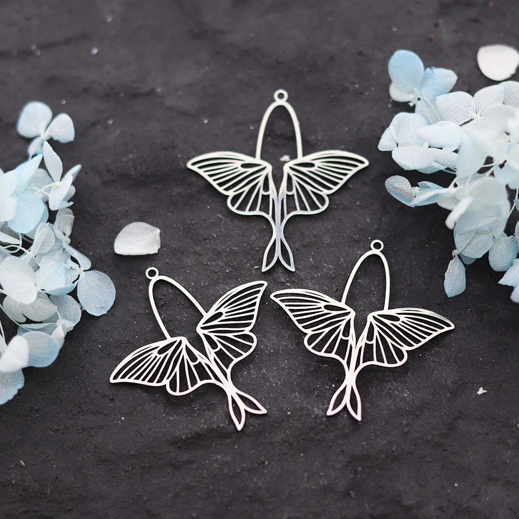 3pcs Animal Dragon Crow Cat Bee Fairy Elf Charms Crescent Star Lotus Amulet Stainless Steel Pendant Jewelry Making diy Materials