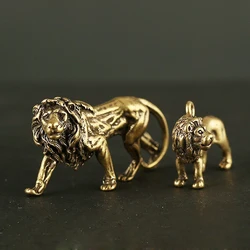 Copper Lion Keychain Pendant Vintage Brass Ornaments Key Chain Accessories Fashion Jewelry 3D Male Lion Creative Small Gift