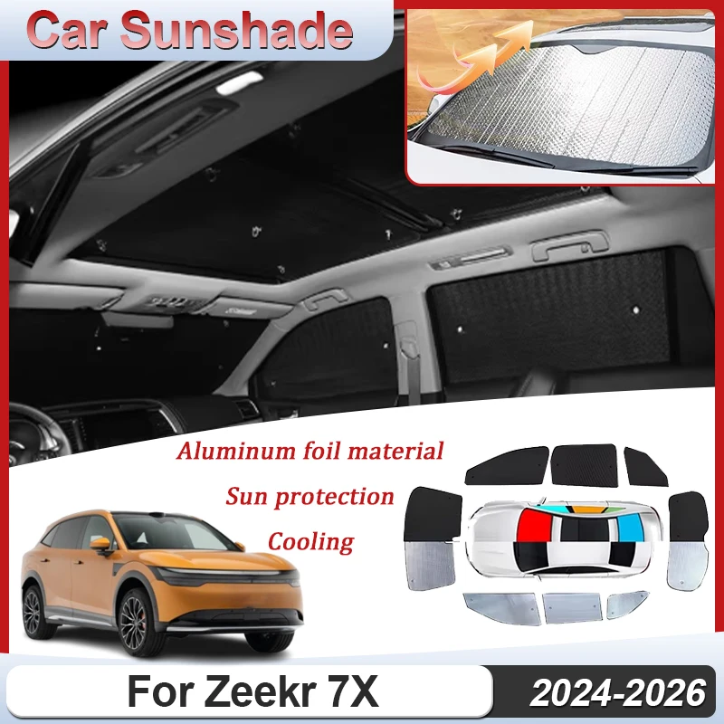 

Аксессуары для Zeekr 7X CX1E 2024 2025 2026: Автомобильные солнцезащитные козырьки на лобовое стекло, защита от УФ-излучения, внутренние автозапчасти