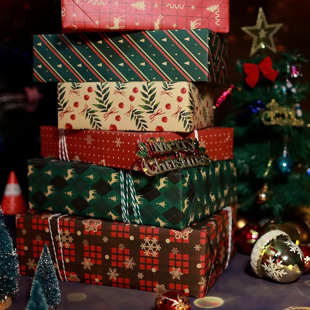 b92b-8-シート入りギフトラッピングペーパー。クリスマスや誕生日パーティーでのプレゼント包装に最適。