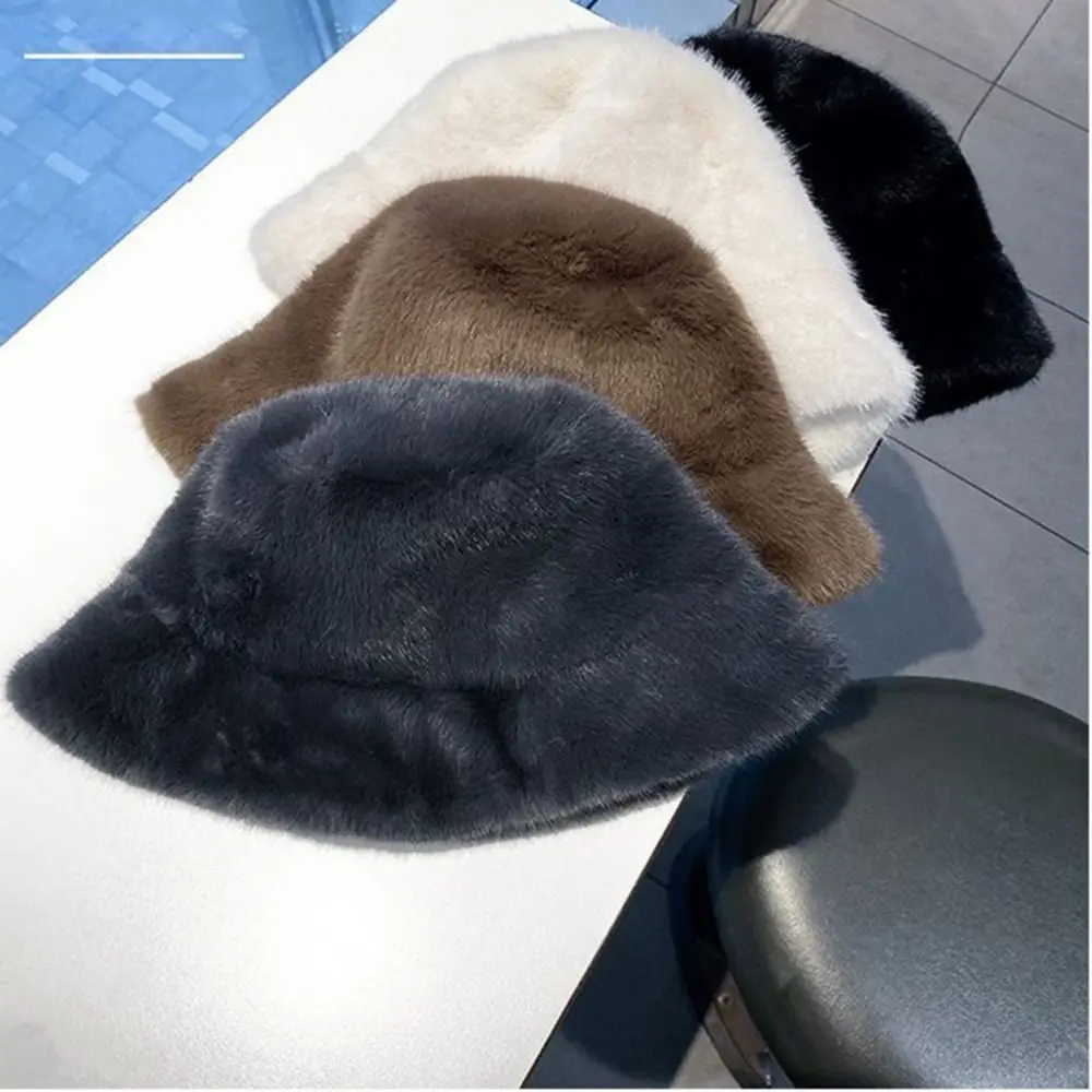 قبعة دلو نسائية منفوشة ، قبعة صياد ، قابلة للطي ، قطيفة مقاومة للرياح ، أحادية اللون ، فرو صناعي ، سميكة ، دافئة ، خارجية ، تزلج ، شتاء
