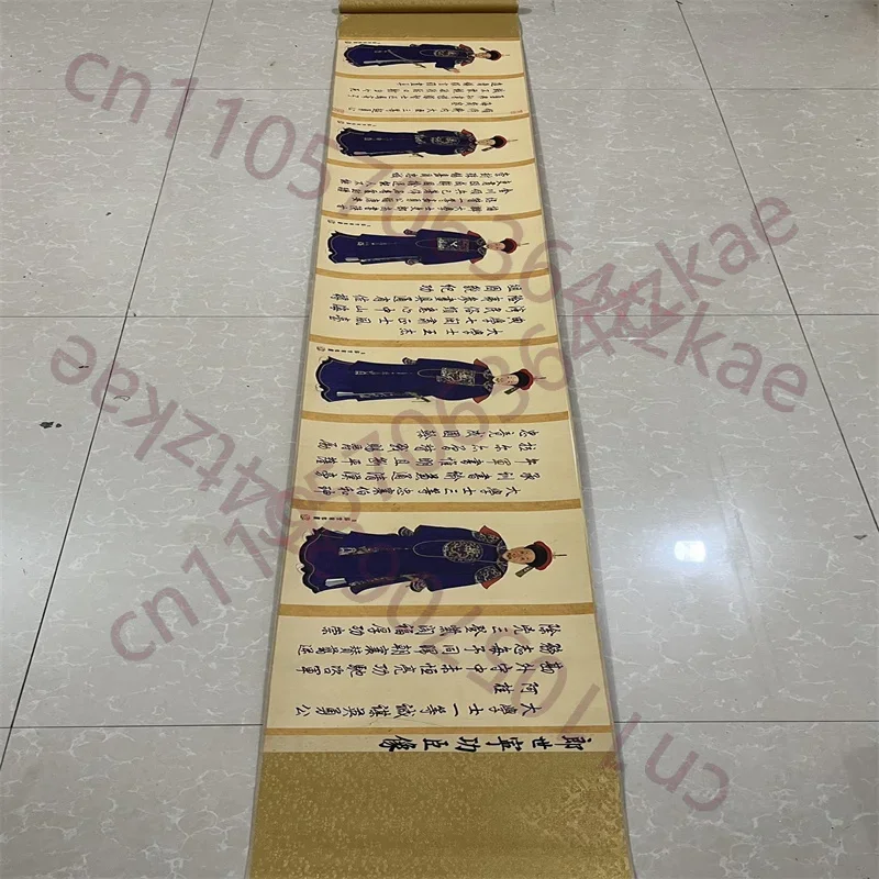 China Ancient Picture Paper,Character Painting,he statue of Lang Shining's meritorious officials,  Long Scroll Paintin