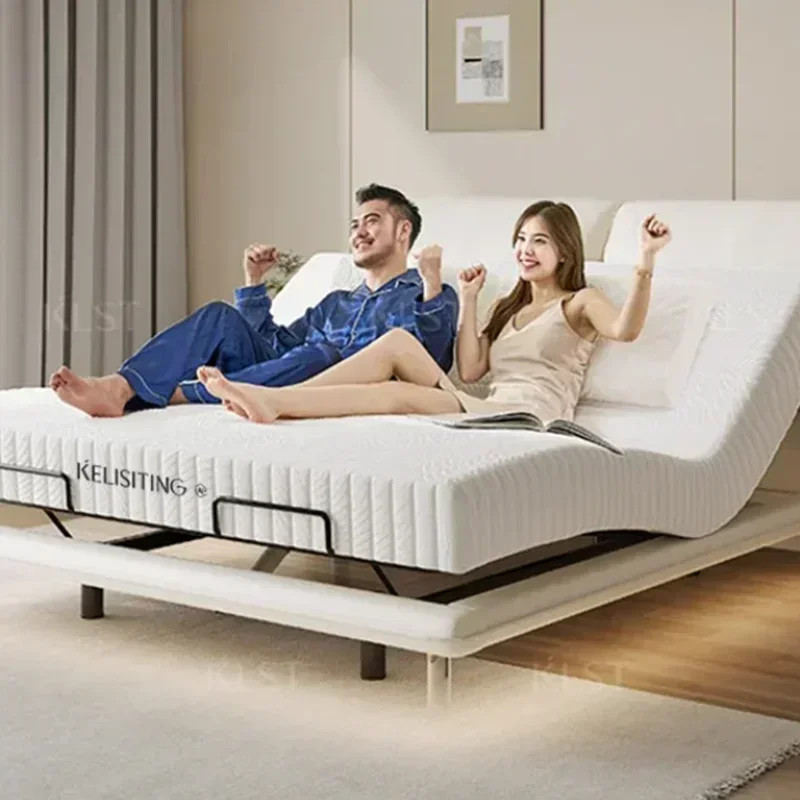 

Office Modern White Double Bed Frame Luxury Leather Smart Bed Adjustable Electric Creative Cama Queen Size Unique Furniture