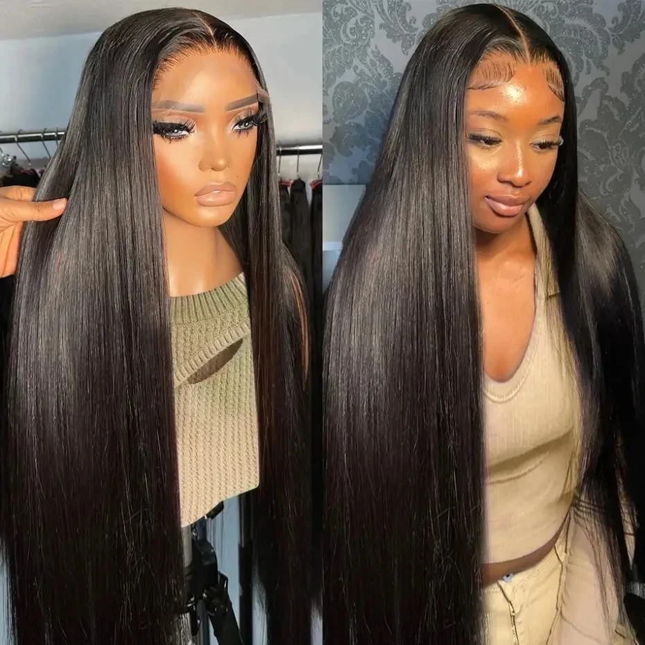 36Inch Bone Straight Transparent Lace Front Wig PrePlucked 13x6 Human Hair Wigs For Women Peruvian  HD Lace Frontal Wigs