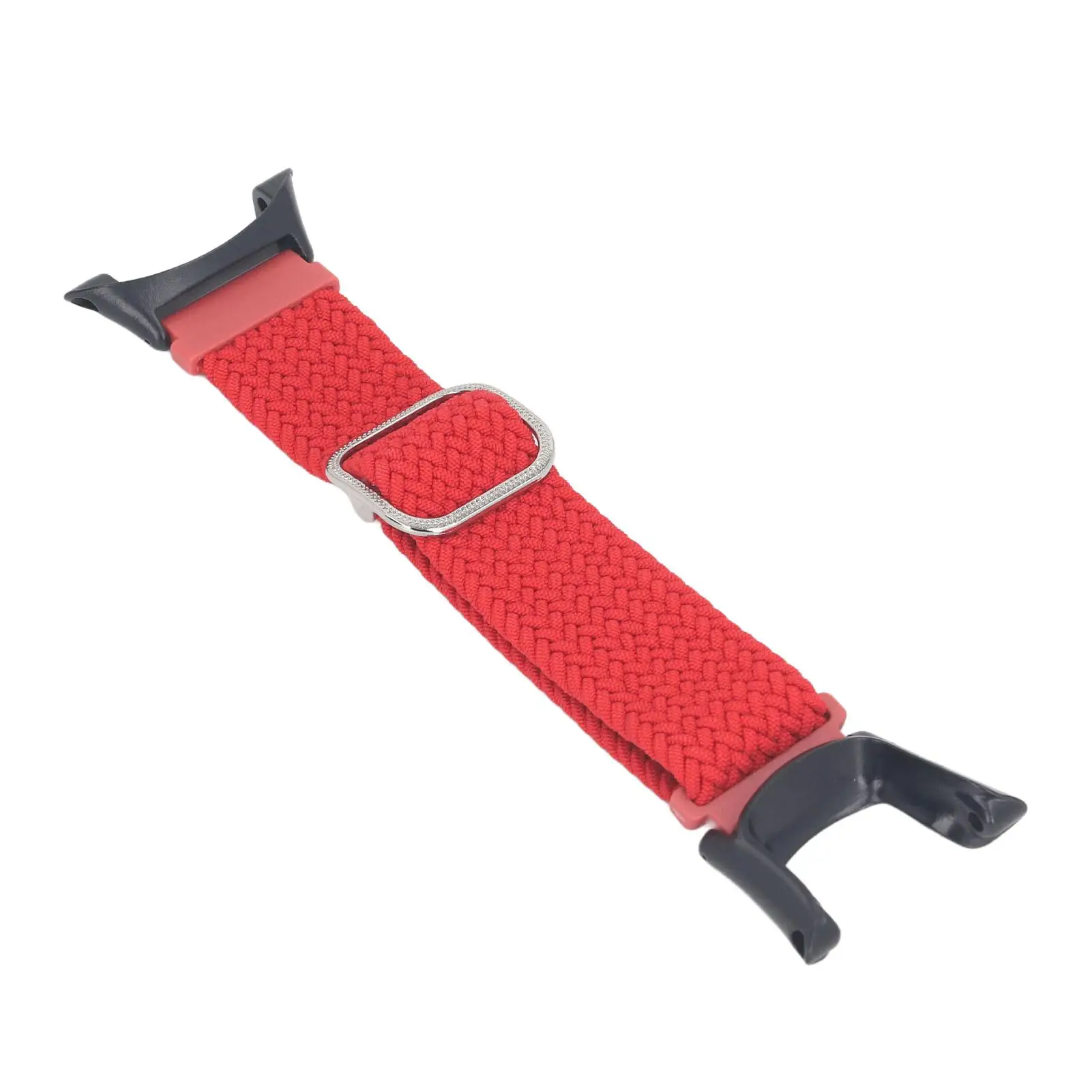 حزام ساعة من النايلون المضفر القابل للتعديل للرياضة والأنشطة الخارجية للجنسين باللون الأحمر