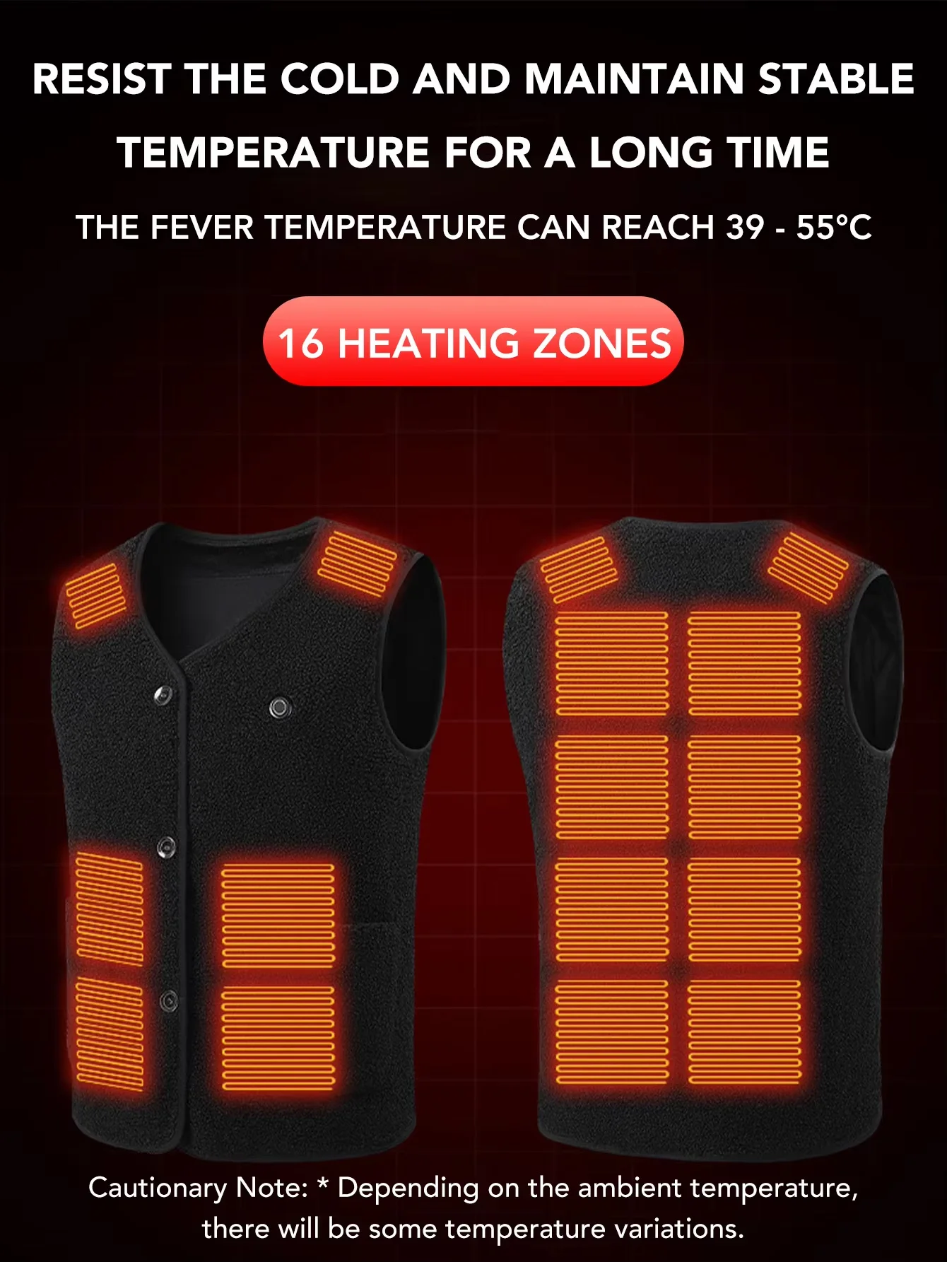 16 Areas Fleece Self Heating Vest for Men Women USB Electric Heating Vest Thermal Waistcoat Winter Lamb Velvet Warm Jacket