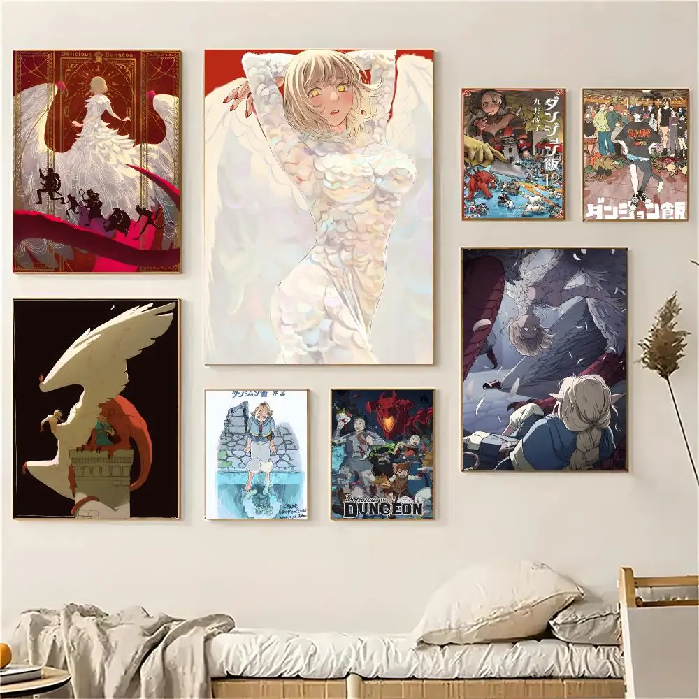 Anime Dungeon Meshi Poster Self-adhesive Living Room Bedroom Party Bar Decor Moisture-proof Fade-resistant HD