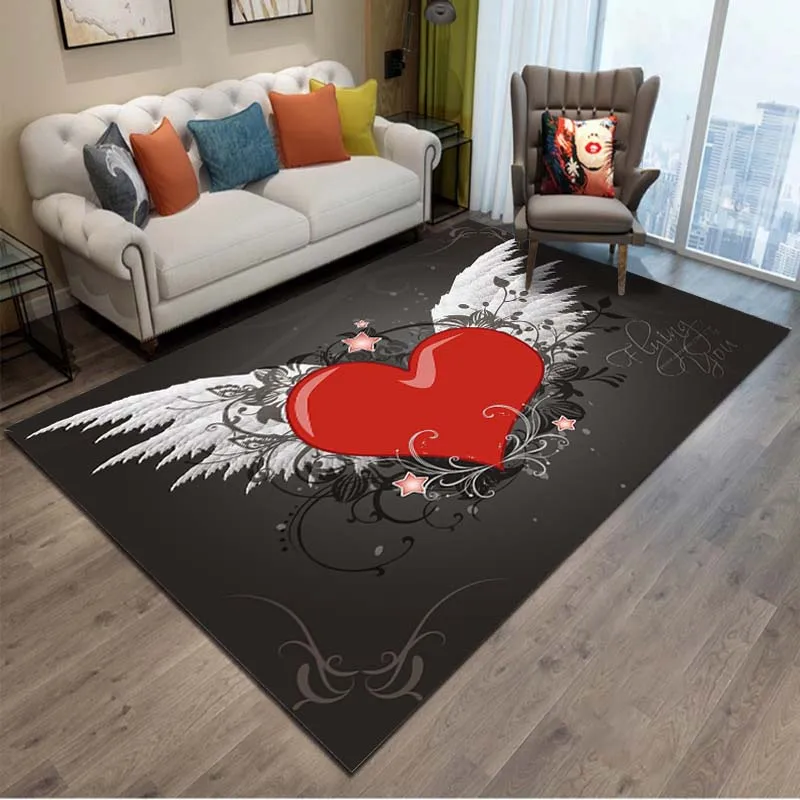 15 Sizes Romantic Love Heart Pattern Carpet Lover Living Room Bedroom Rug Valentine Day Home Decor Hallway Kitchen Non-Slip Mat