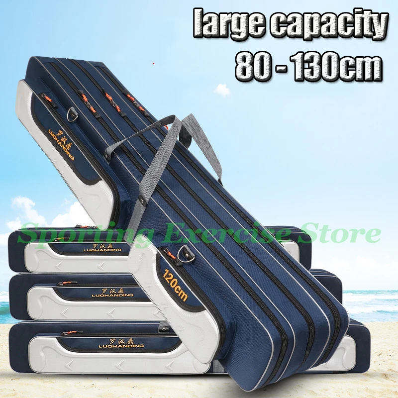 Fishing Rod Bag Oxford 2/3 Layers Multifunction Foldable Fishing Tools Bag Backpack 120cm 130cm Tackle Pole Carrier Storage Bag