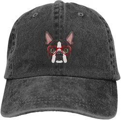 Denim Cap Boston Terrier Dog Baseball Dad Cap Classic Washed 100% Cotton Adjustable Casual Sports for Men Women Hat