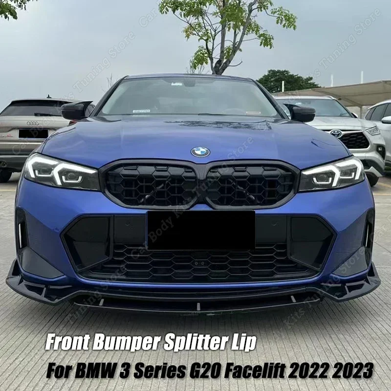 For BMW 3 Series G20 Facelift 2022 2023 4Pcs Front Bumper Splitter Lip Spoiler ABS Body Kit Diffuser Cover Car Accessories