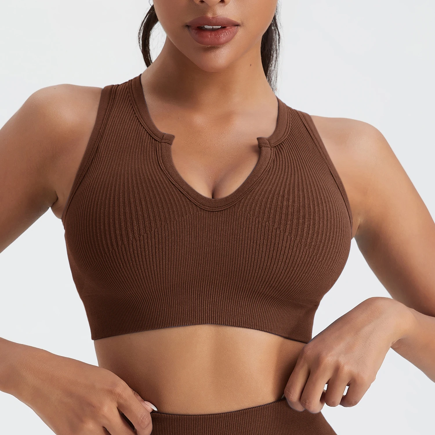 Gerippter Sport-BH für Damen,  – Seamless Ribbed Workout Tank Top Bewertung und Preis