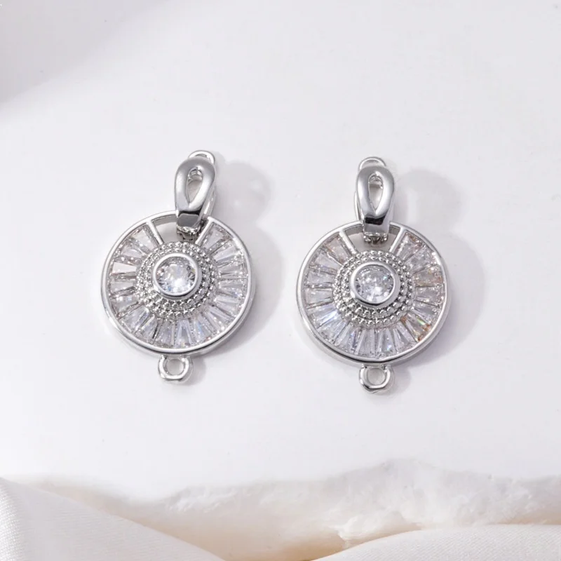 1 Copper Inlaid T Square Zirconium Large Disc Pearl Necklace Connecting Buckle Accessorie DIY Jewelry Making Materials Wholesale