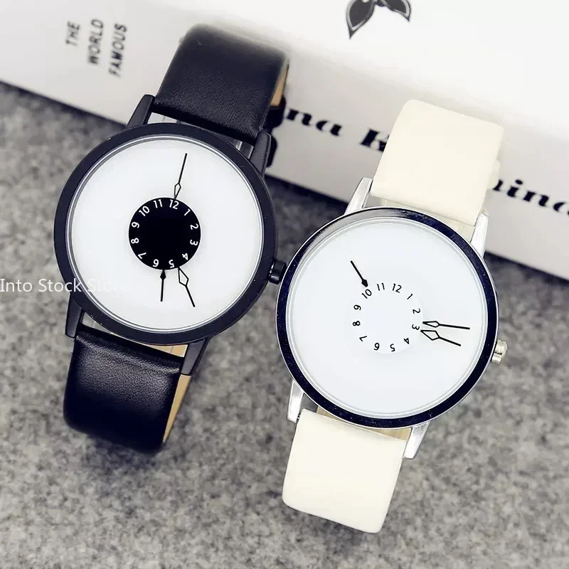 

Couple Casual Quartz Watches Leather Band Strap Watch Analog Wrist Watch for Women Men Sleek Creative Digital Dial Clock Relogio