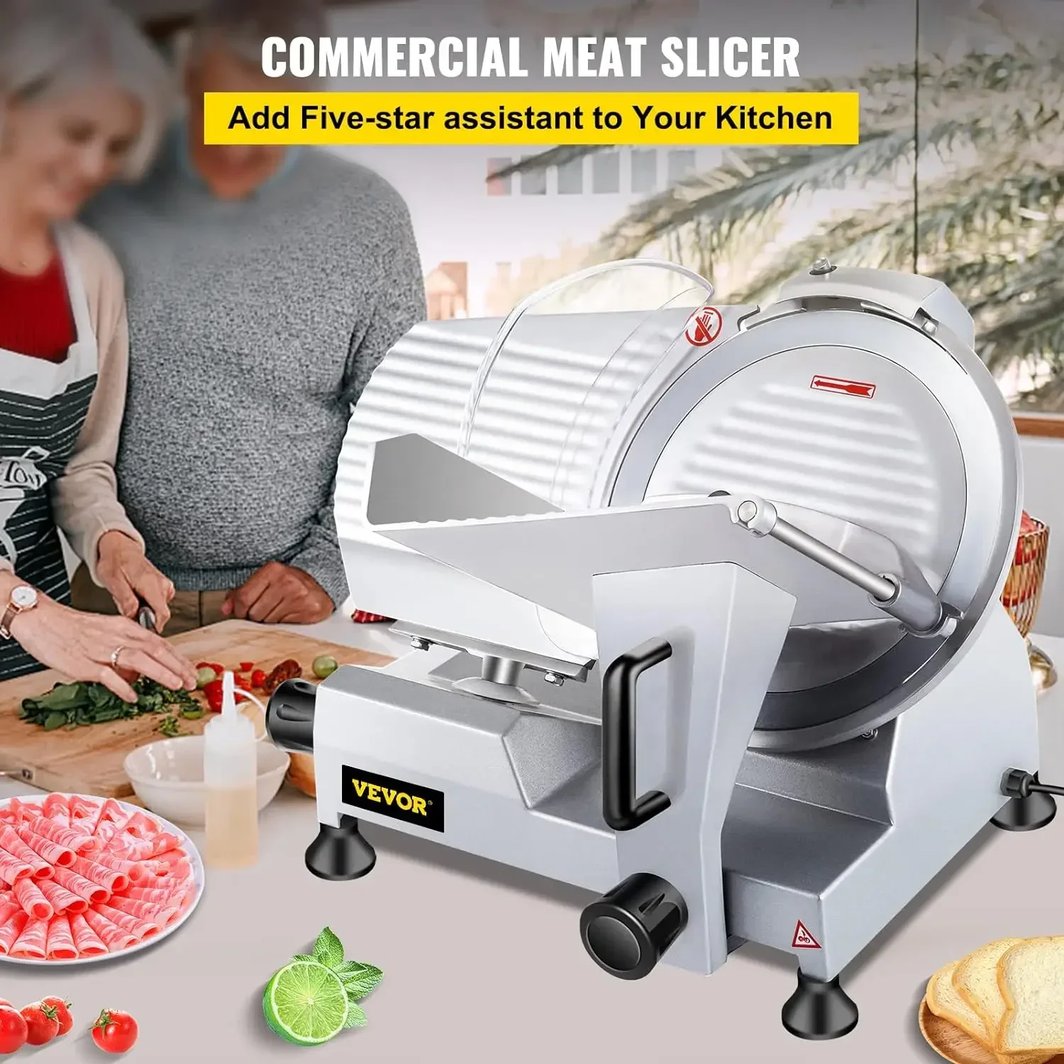 Commercial Meat Slicer,  Food  Premium Chrome Plated Steel Blade, 240W     10 in