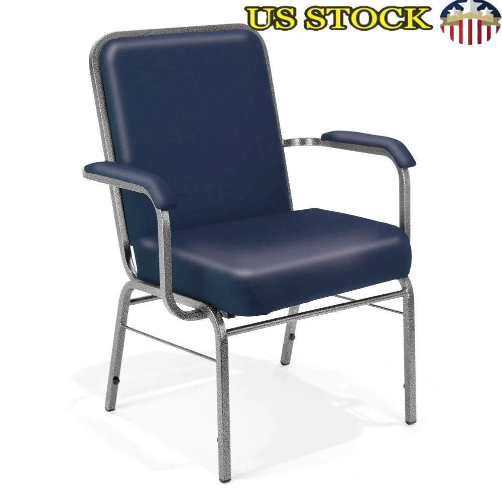 

Big and Tall Vinyl Stacking Arm Chair Waiting Room Reception Area High-Density Foam Padding Durable Steel Frame Indoor Use