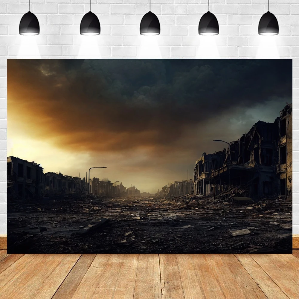 خلفية التصوير الفوتوغرافي لمدينة الأنقاض المدمرة ، الخلفية المظلمة ، استوديو الصور ، الشوارع ، الكوكب ، سقوط النيران ، هرمجدون