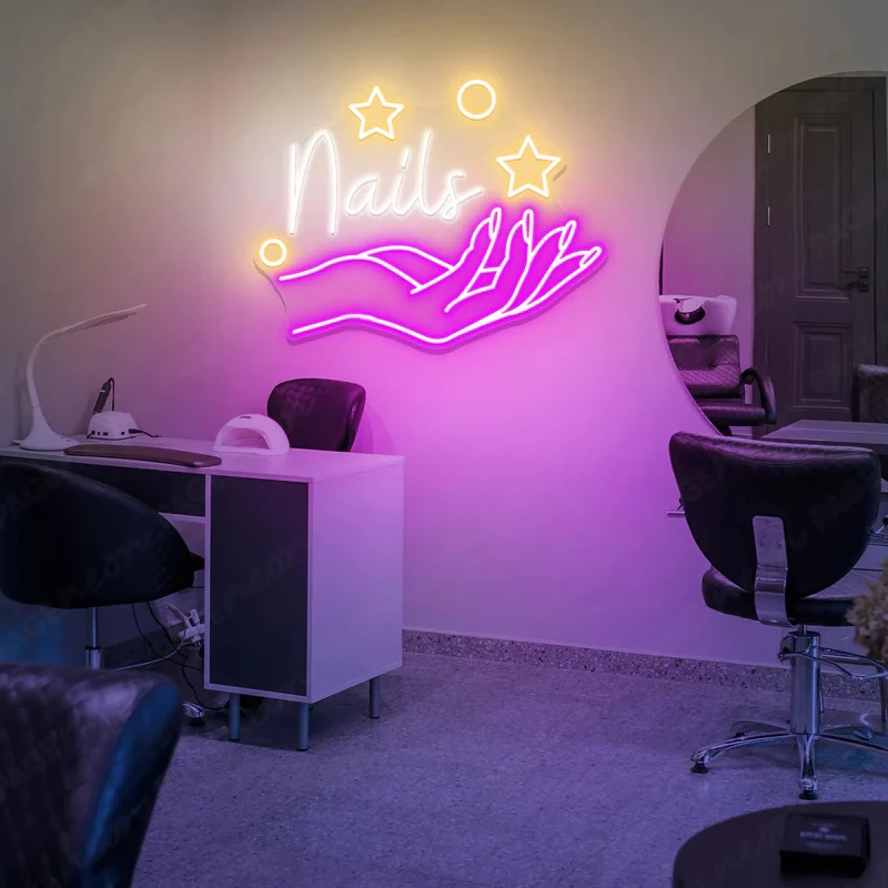 Custom Business Sign Nails LED Neon Light Beauty Salon Wall Aesthetic Decoration Manicure Store Personalized Shop Opening Gifts