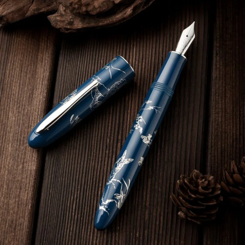 

A+ Hongdian N23 Fountain Pen EF/Long Knife Nib, Blue Rabbit Year Limited Carving