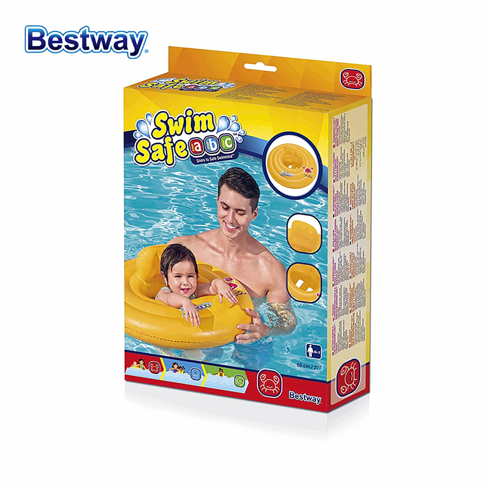 Bestway-Flotteur gonflable pour piscine, siège d'entraînement, rond à 3 anneaux, 32096