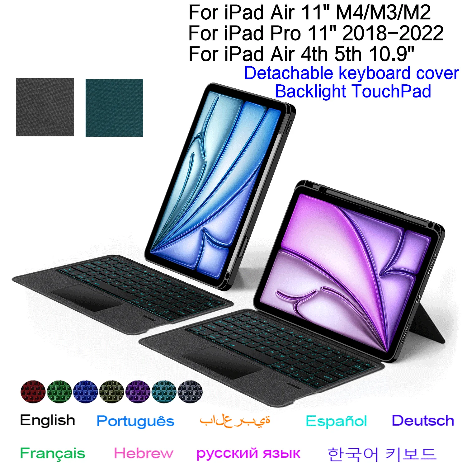

TouchPad Keyboard for iPad Air 11 inch M4 M3 M2 Case for iPad Pro 11 1st 2nd 3rd 4th Gen Air 5 Air4 Backlit Keyboard Cover Folio