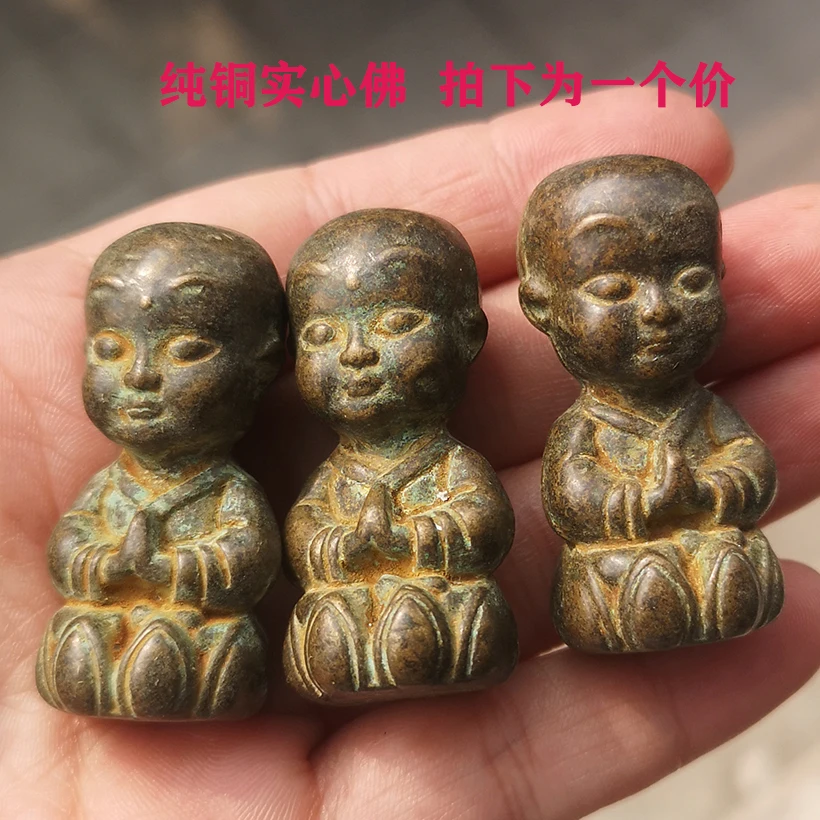 

Antique bronze antique pure copper solid children's Buddha statue enlightenment home hand play