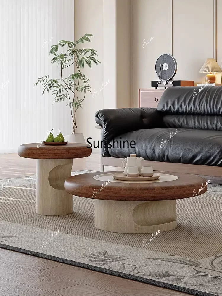 Medieval style solid wood living room household round combination small apartment coffee tableT*