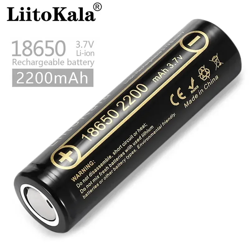 

LiitoKala Lii-22A 18650 Battery 3.7V 2200mAh Lithium Rechargeable Battery For Flashlight Batteries 2200mAh Battery Cell