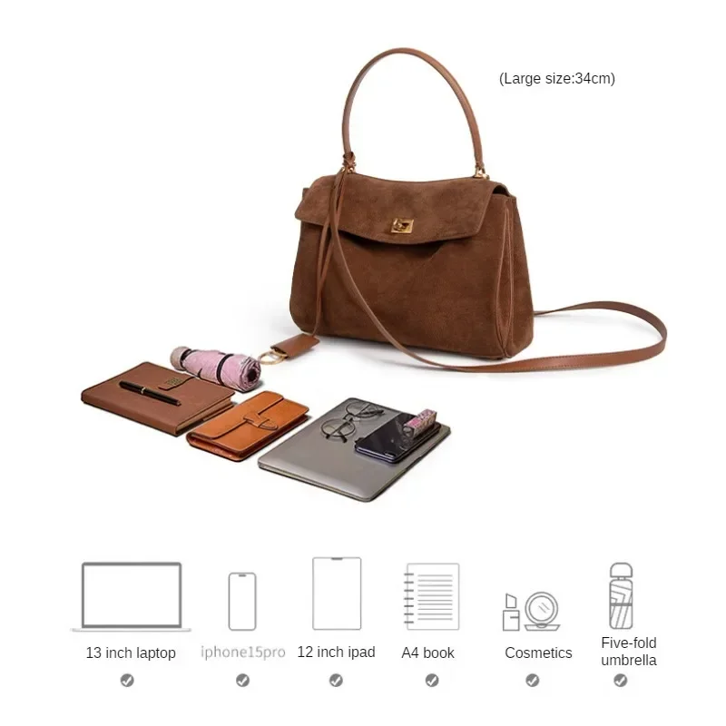 新しいマットレザートートバッグロデオ高品質スエードショルダーバッグメッセンジャー大容量通勤高級ハンドバッグ女性のバッグ