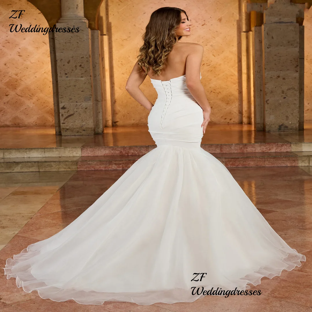 Customized Mermaid Drape Sexy Wedding Dresses Bride Luxury Sweetheart Wedding Gowns Lace Up Vestidos De Novia