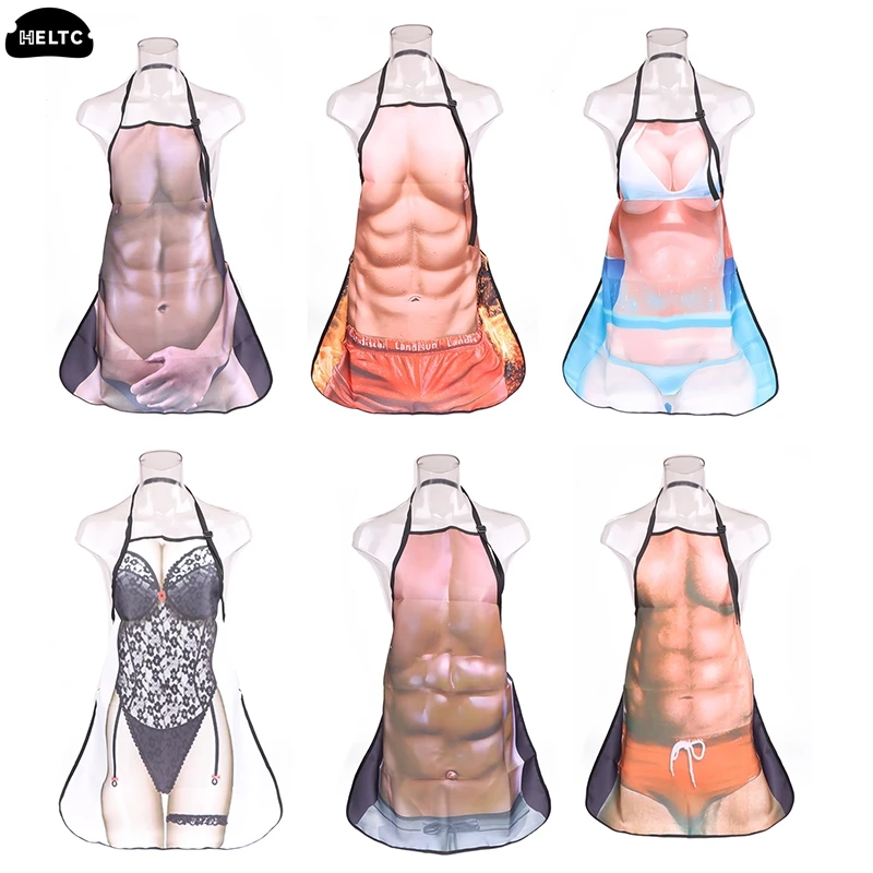 1*Cotton Women Apron Funny Novelty Women Sexy Kitchen Apron Naked Men Women Sexy Rude Cheeky Cooking Bbq Party Man Apron Kitchen