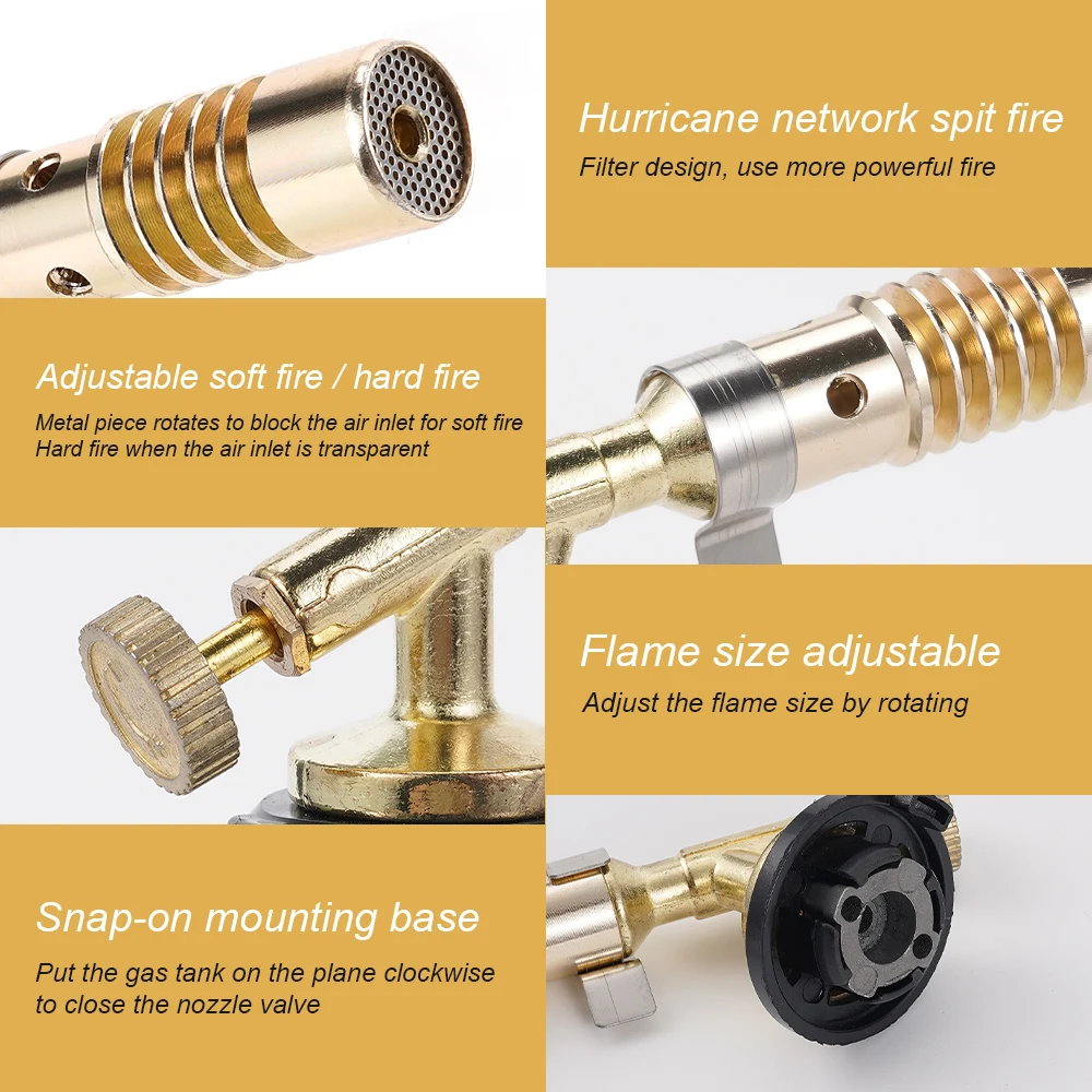 Antorcha de soldadura portátil, quemador de Gas, pistola de llama, soplete de Gas de cobre y latón de alta temperatura, soldadura de propano, fontanería
