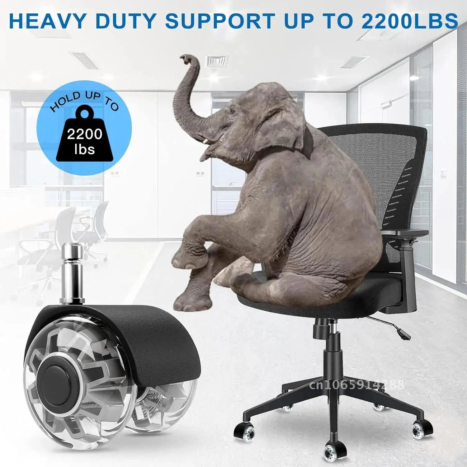 (Set Rolling 5) Office Chair Wheels Replacement 2 Inch M10 & Heavy Chair Casters Quiet of Quick Wheels Duty Caster