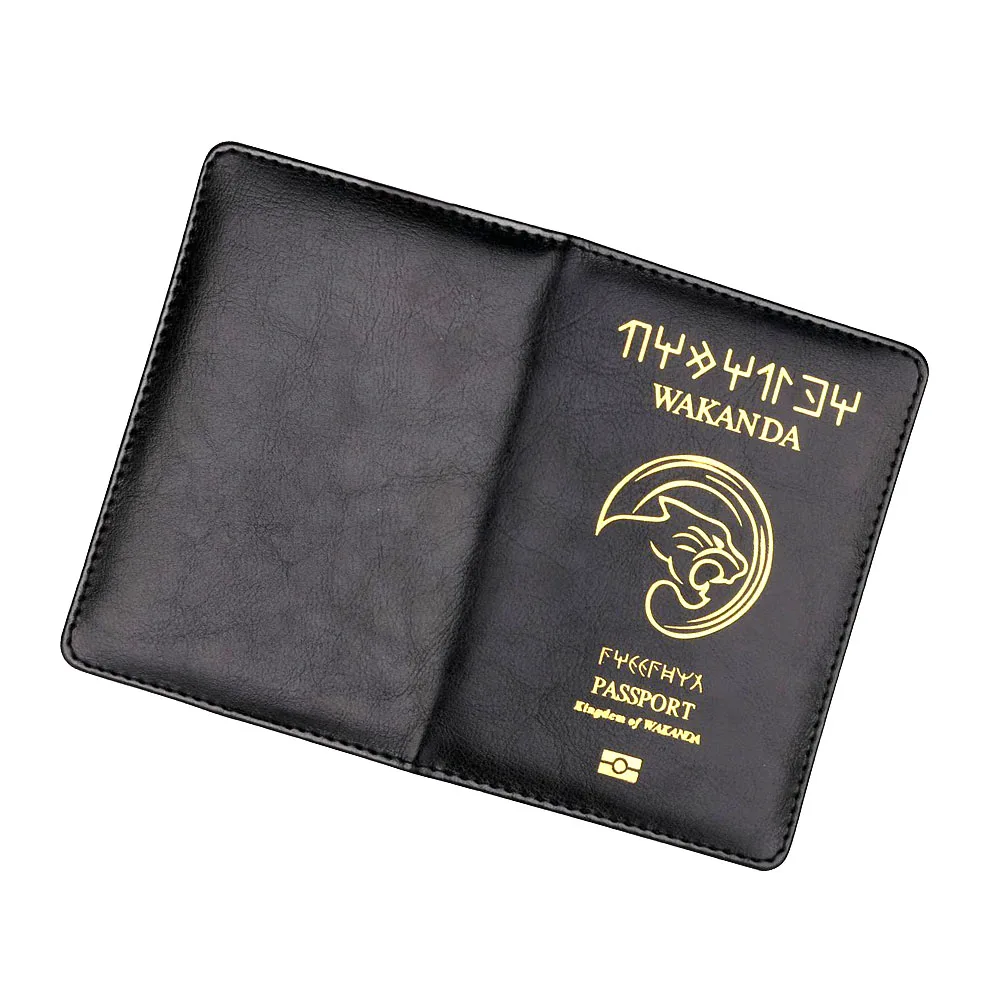 Black Panther Passport Cover Men Women Travel Soft Leather Passport Wallet ID Case Bank Card Bag Passport Holder