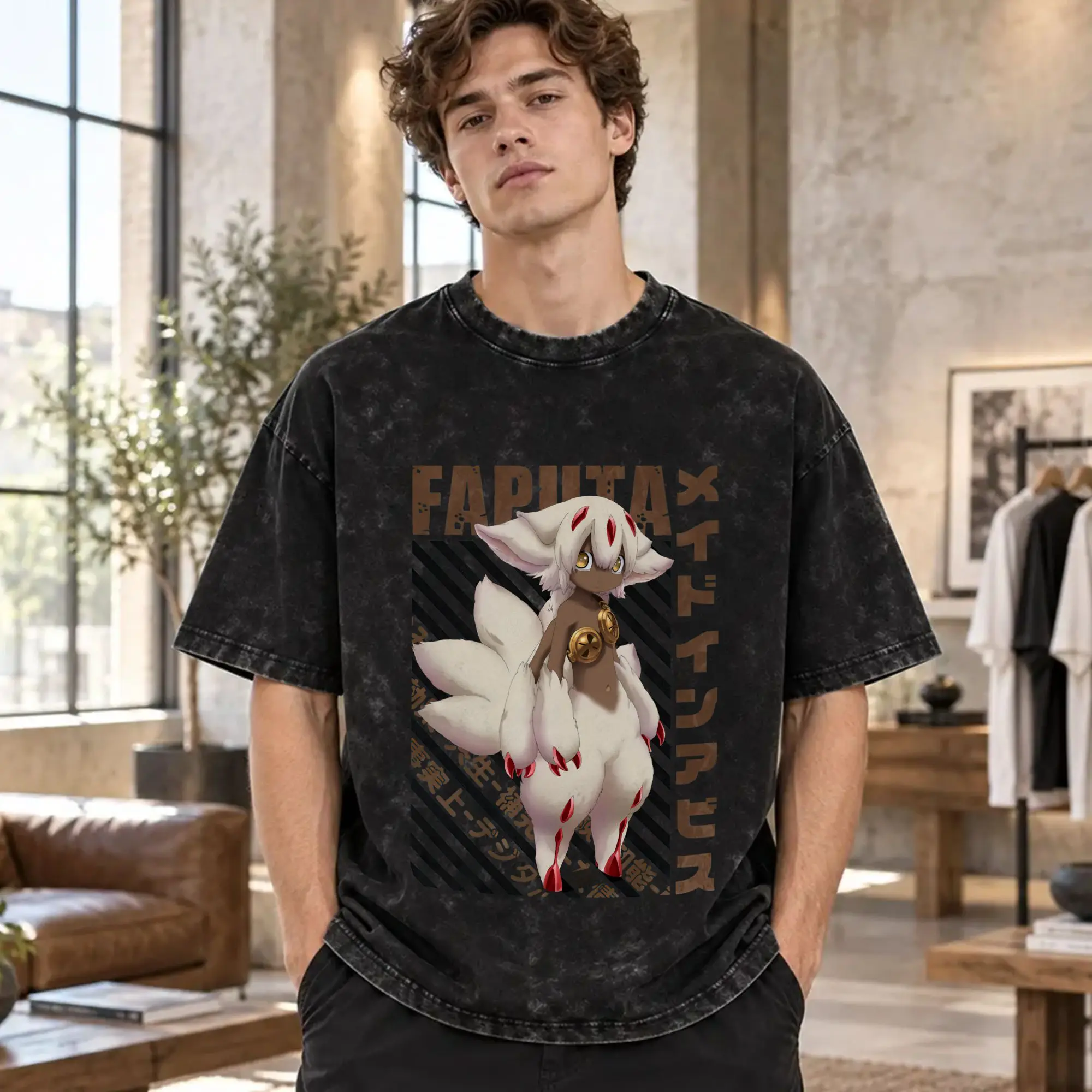 Couple T-Shirt Made In Abyss Washed T Shirts Trendy Cool  Beach Tee Shirt Awesome Printed Cotton Clothing Dropshipping