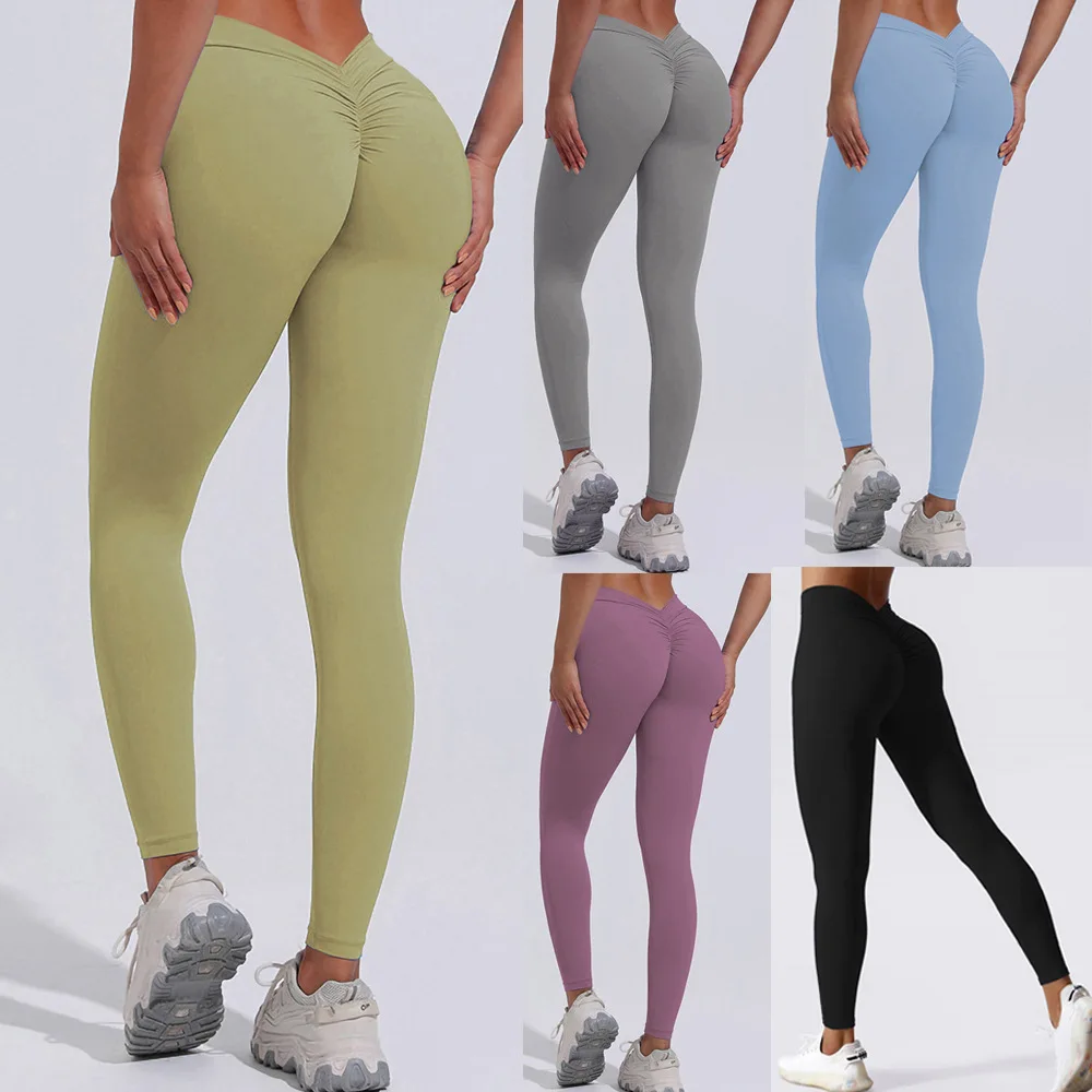 NADANBAO เซ็กซี่ Scrunch กางเกงขายาว Push Up Tights 2024 ผู้หญิงกลับ V-เอวกีฬาผู้หญิงฟิตเนส Legging Butt Lift กางเกงโยคะ