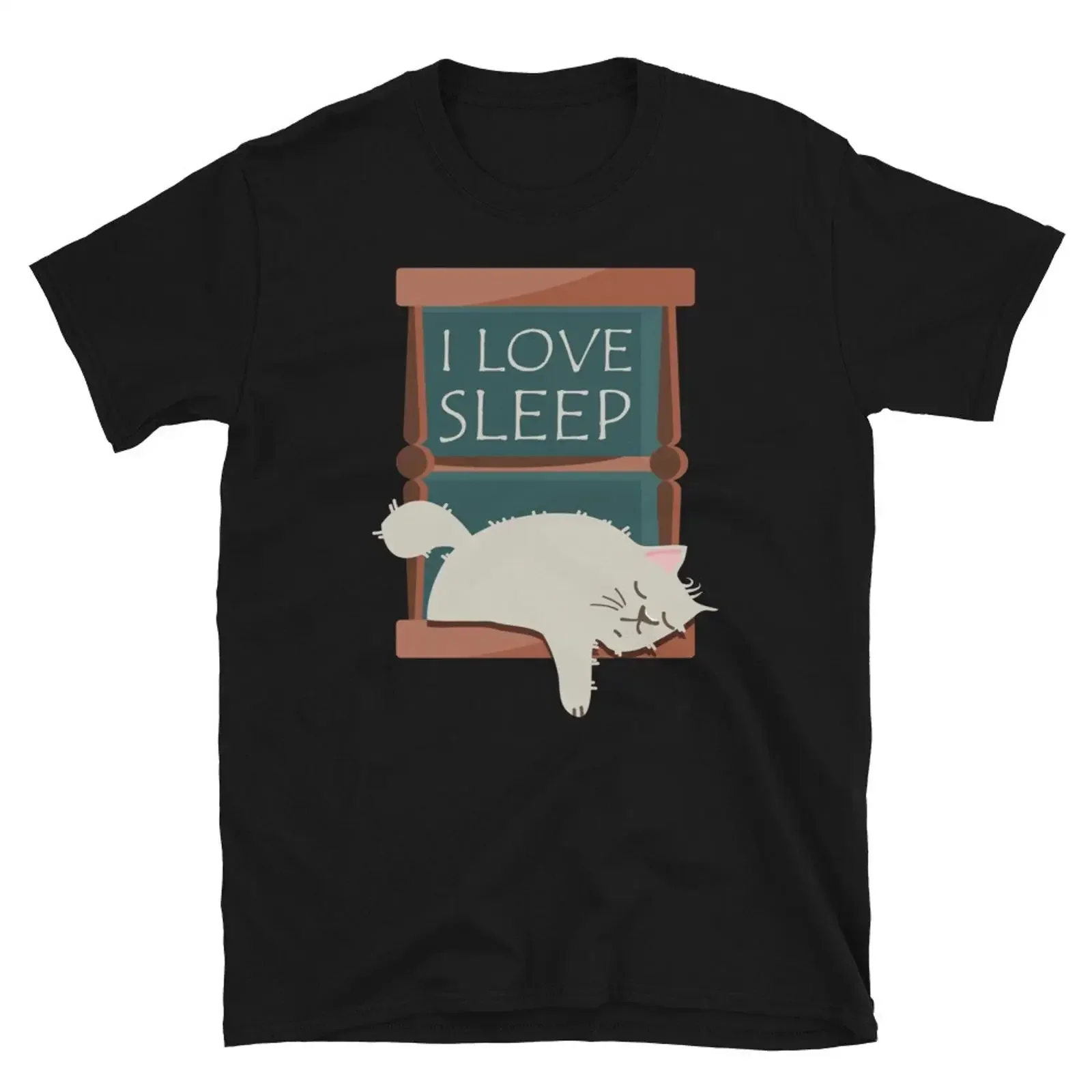 Funny T Shirt Design I Love Sleep Cat  vintage Washed graphic Versatile Unisex Breathable homme Stylish Casual designer clothes