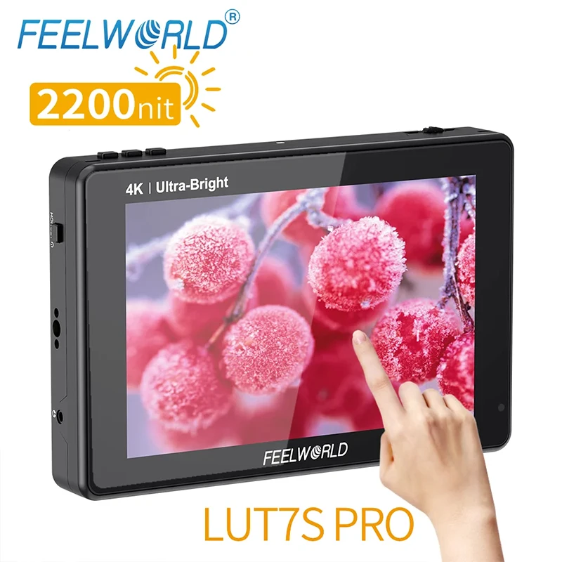 FEELWORLD 7 Inch 2200nits 3D LUT Touch Screen DSLR Camera Field Director AC Monitor 4K HDMI Input Output for Gimbal LUT7S PRO