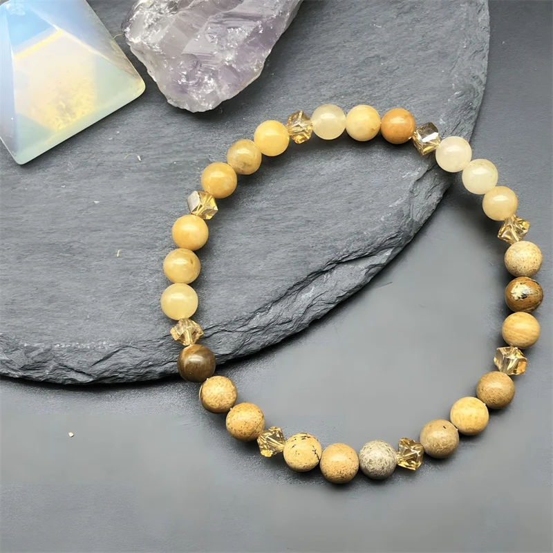 1 PC Citrine Natural Stone Bracelet Promotes Abundance and Success Unisex Handmade Jewelry 6mm image 6
